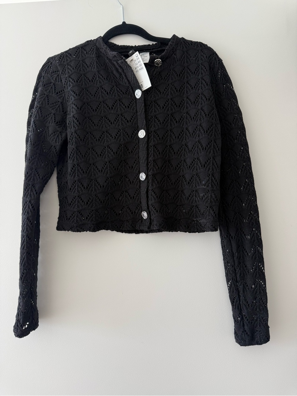 H&M black Openwork Button Cardigan